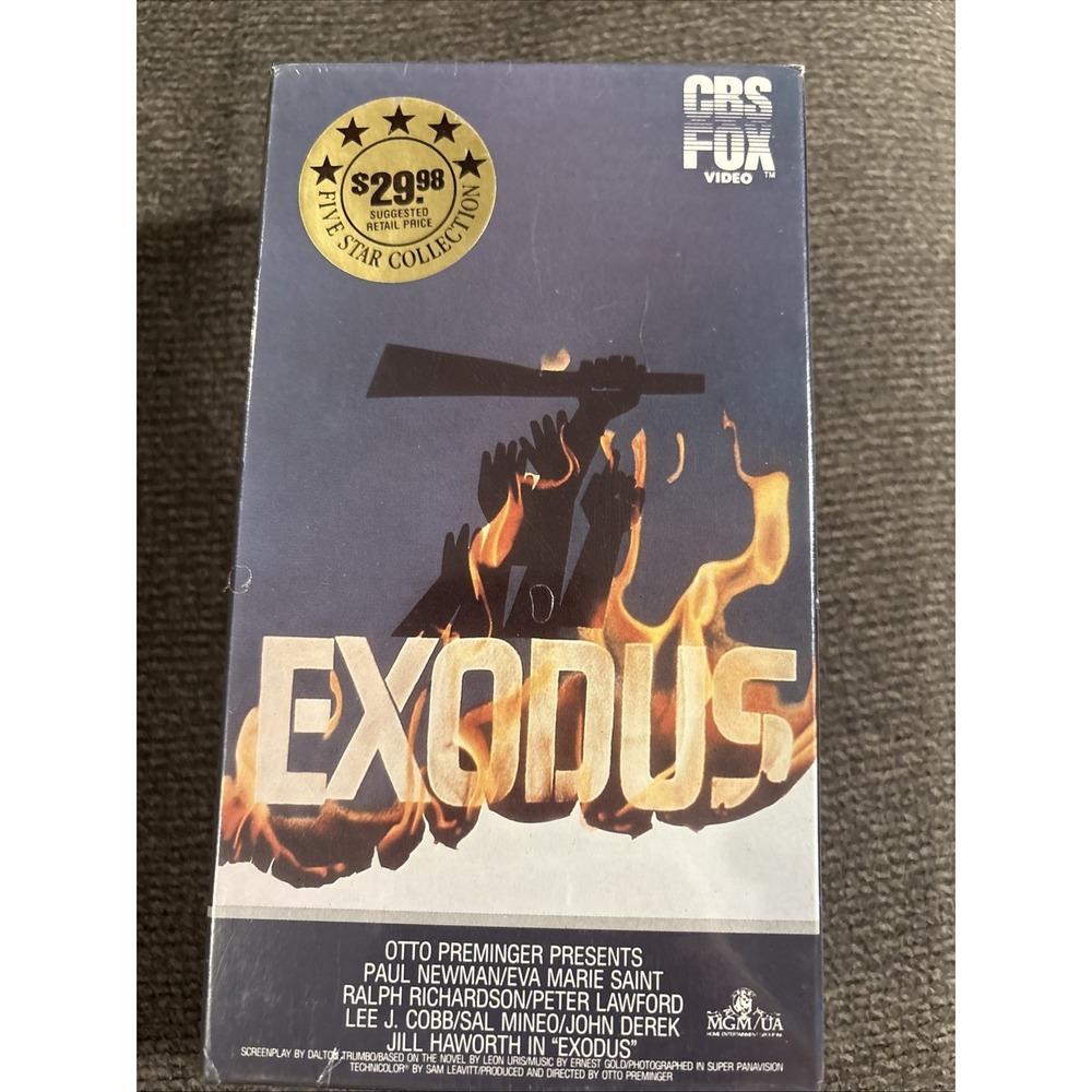 Exodus VHS Paul Newman, Eva Marie Saint, Peter Lawford CBS Fox 1960/1986 2 NEW